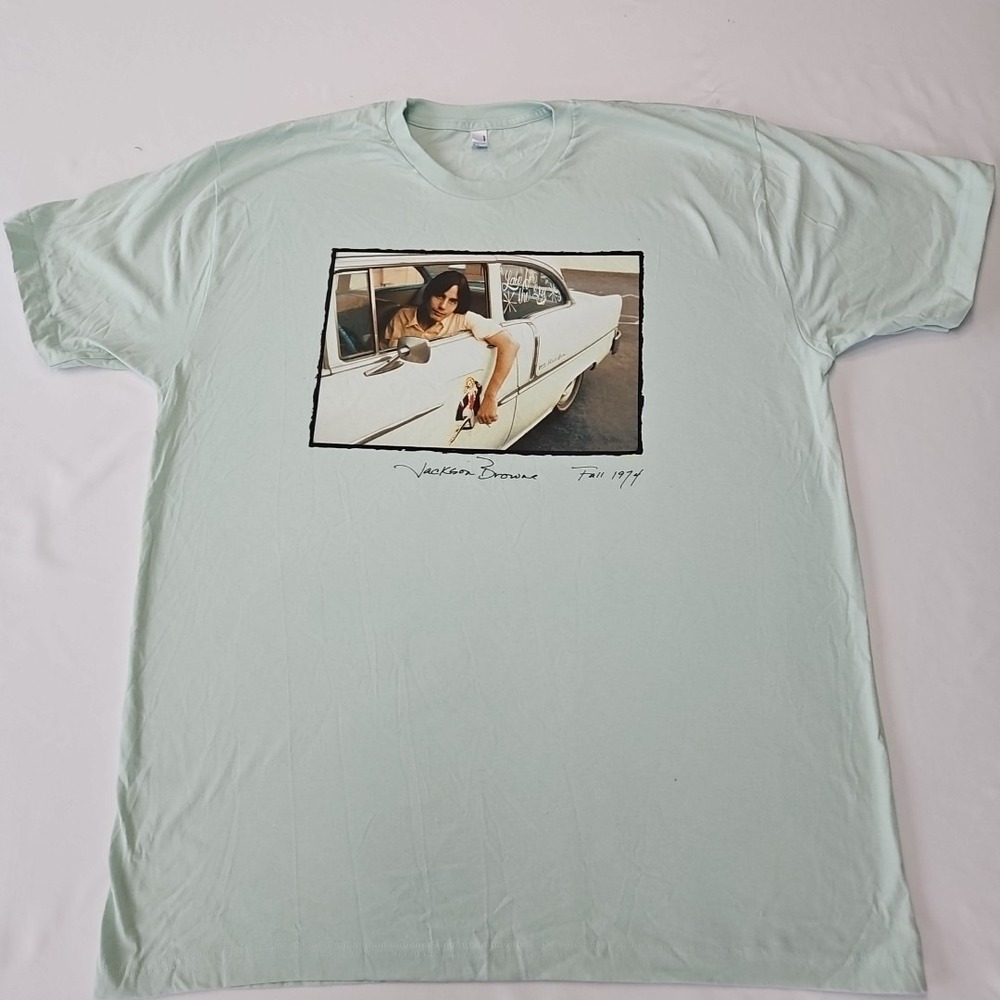 Jackson Browne Late for the Sky T Shirt Womens / Juniors - Pale Green - Size 2XL